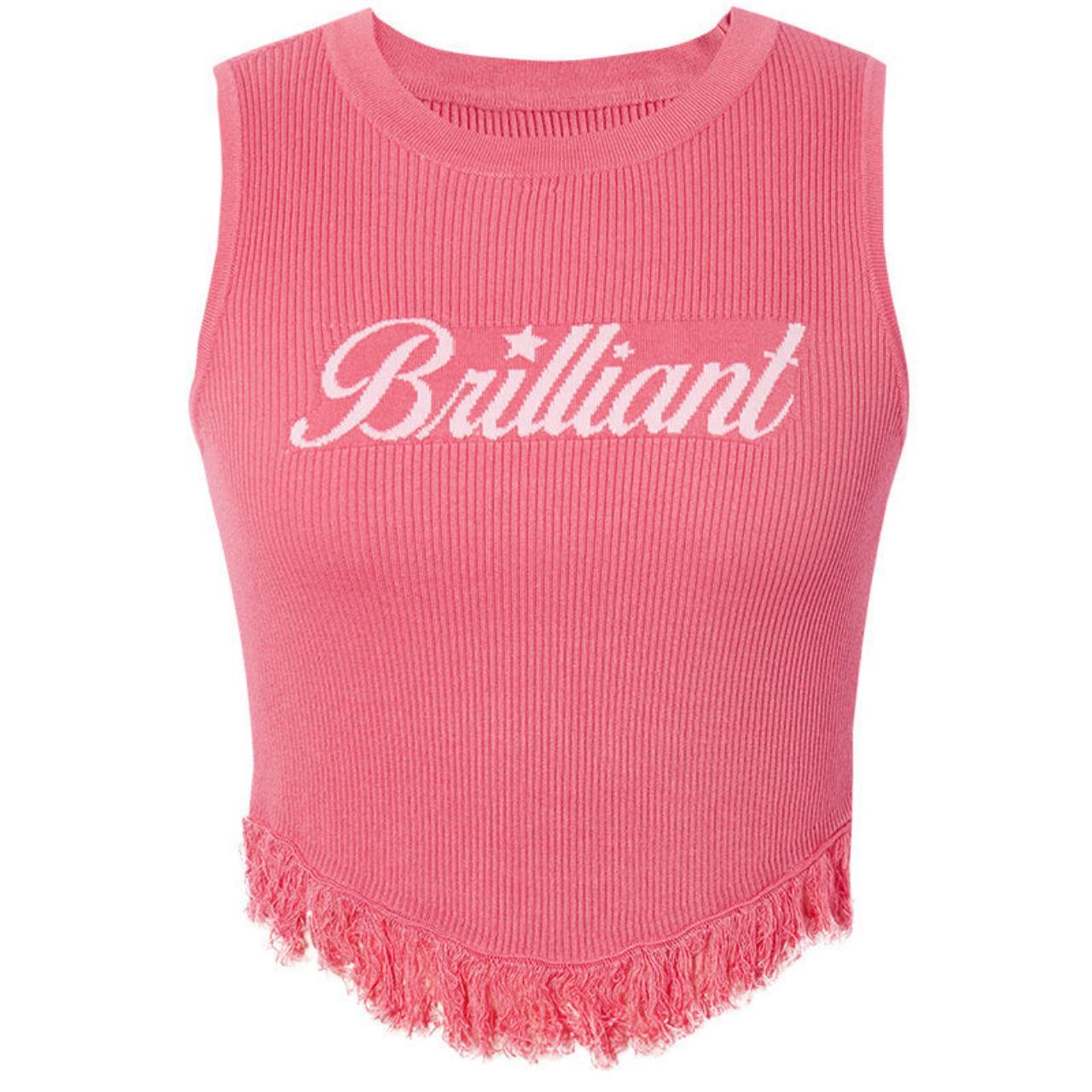 Vintage Letter Fringe Sleeveless Knit Vest Top