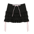 Dark Gothic Style Bow-Knot Patchwork Irregular Pleated Layered Mini Skirt