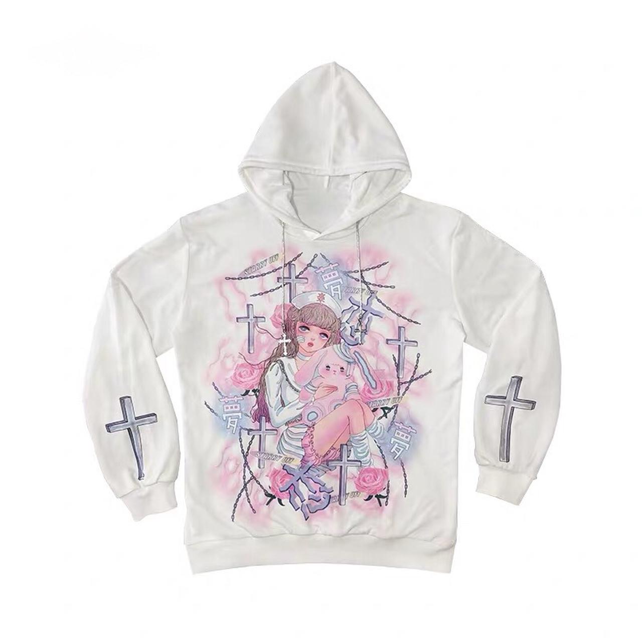 White Manga Girl Cotton Hoodie