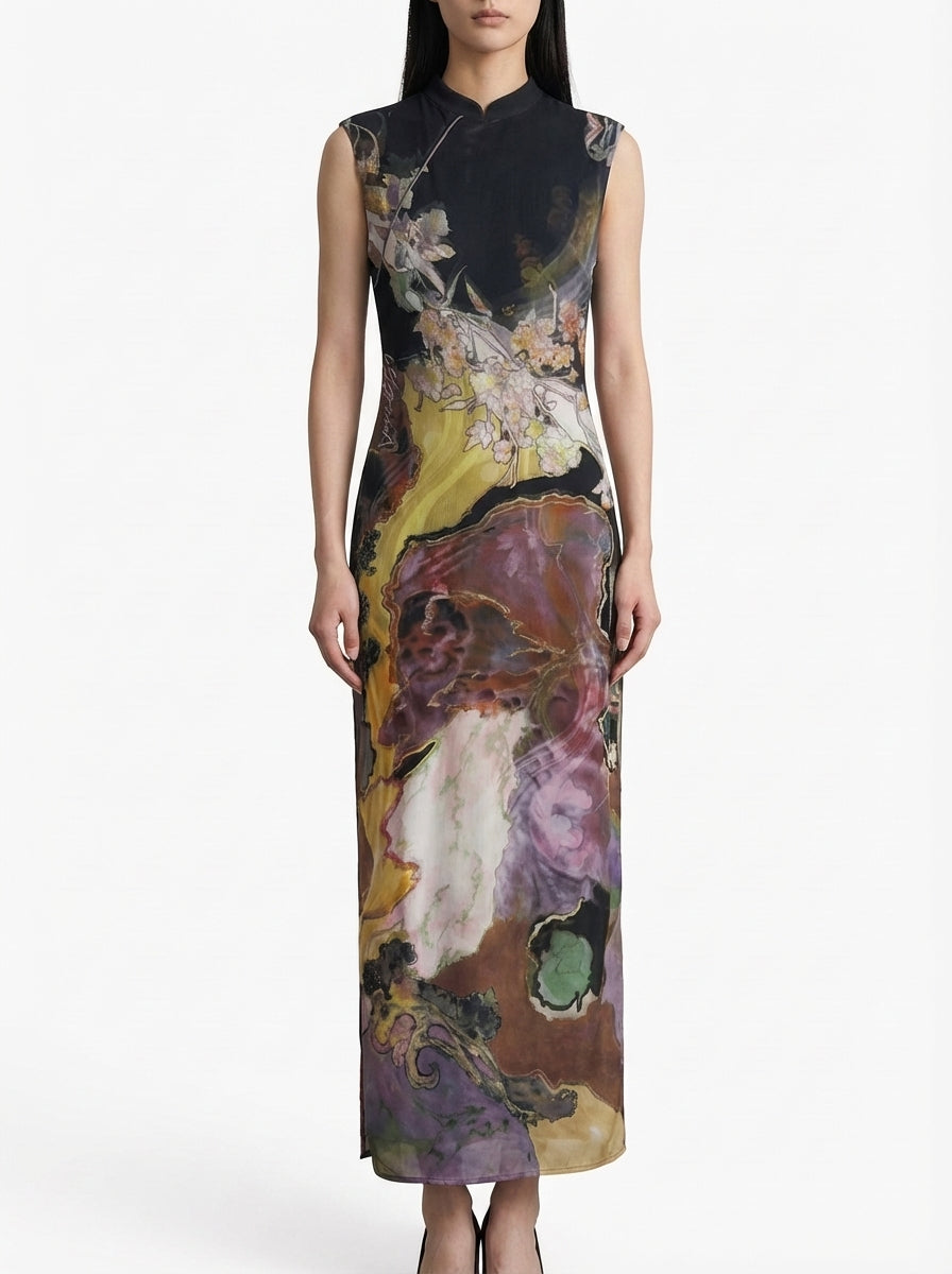 Long Slim Fit Black Qipao